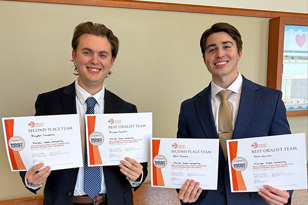 FSU Saul Lefkowitz Moot Court Team 2L Students Devin DeLuna and Brayden Tompkins