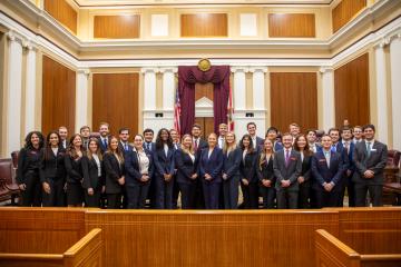 A Photo of FSU Law Students in a Courtroom