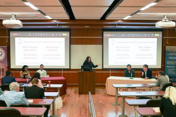 Caryn Lavernia Moderating Panelists Rich Harper, Ben Odom, Ronak Ray, and Lauren Scholz at AI Day in the Capital Event