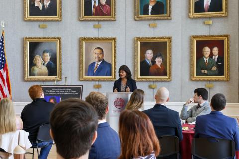 Judge Sneed speaks to FSU Law Journals and Moot Court at a lunch event.