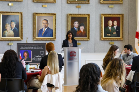 Judge Sneed speaks to FSU Law Journals and Moot Court at a lunch event.