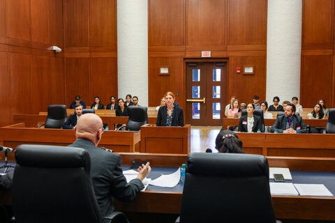 Photo from 2024 Elder Law Moot Court Competition in the Frost Courtroom.
