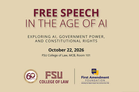 Graphic of the "Free Speech in the Age of AI" event.