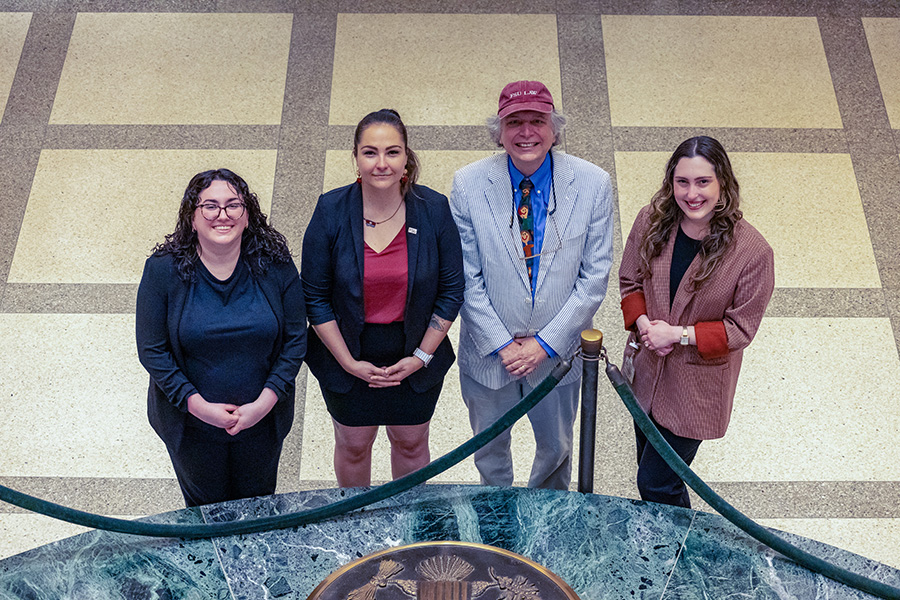 (L-R) Lauren Evans, Tazara Fields, Professor Paolo Annino and Professor Emmalyn Dalton were instrumental in the House Bill 1237 legislation that addresses human trafficking in Florida