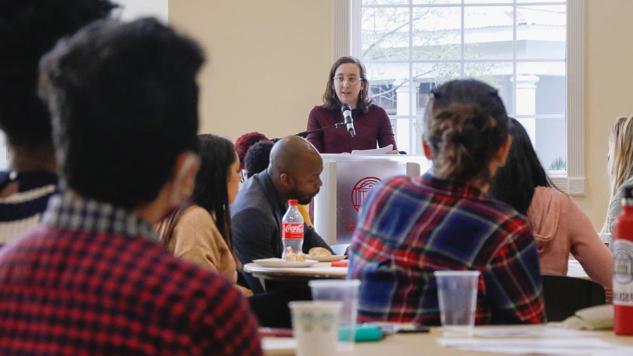 "Panel on the “Realities of  Children in Solitary Confinement.” Moderator, 2L Emily Wood."